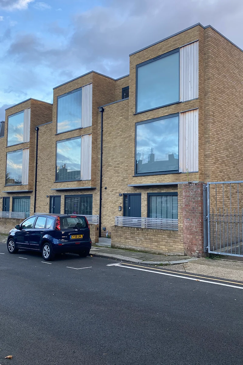 windows on a commercial building